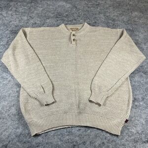 Vintage Woolrich Henley Pullover Dad Sweater Men's‎ XL Sand Rugged Grandpacore
